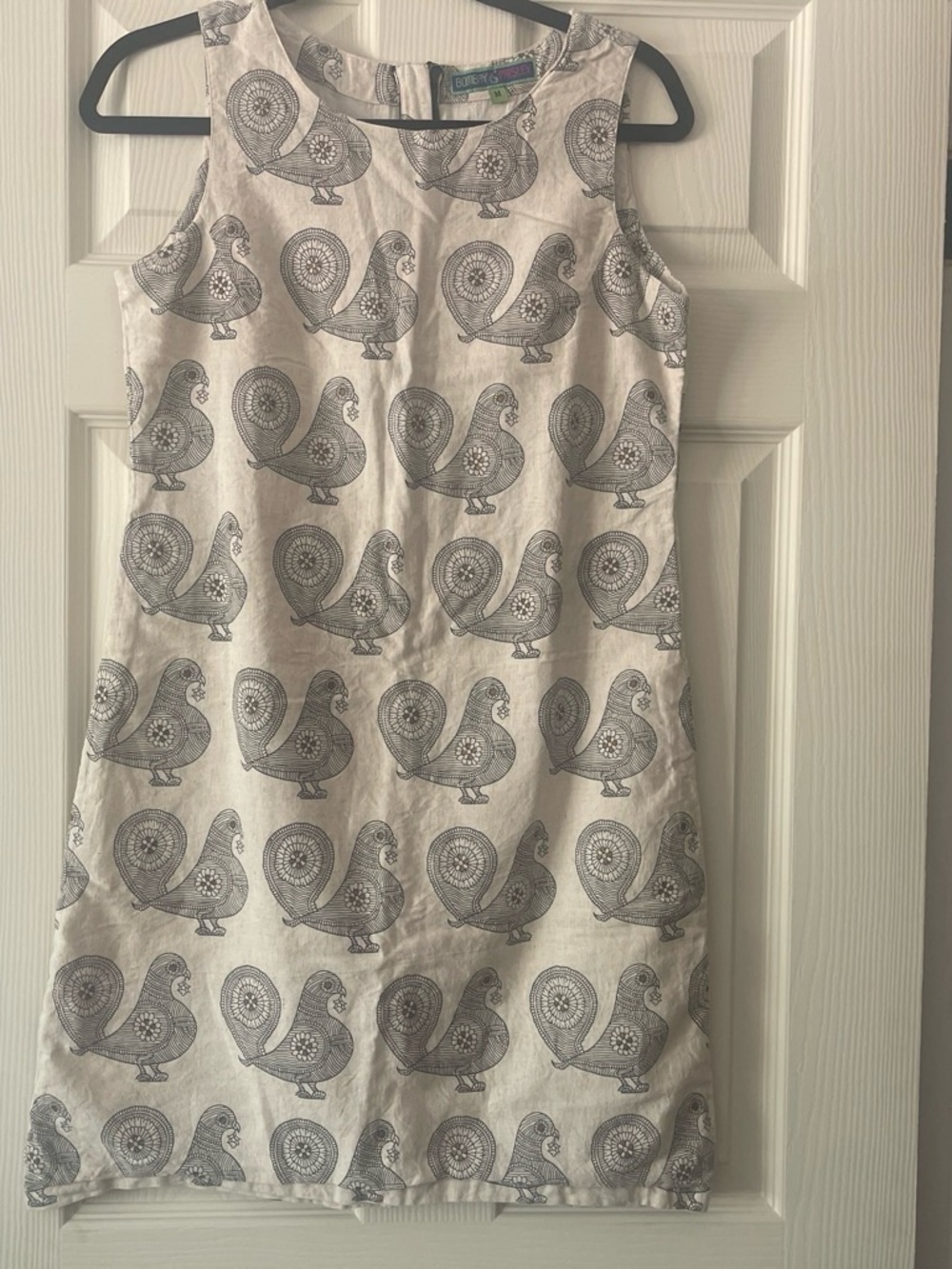Sleeveless Cream Midi Dress with Gray Bird Print by Bombay